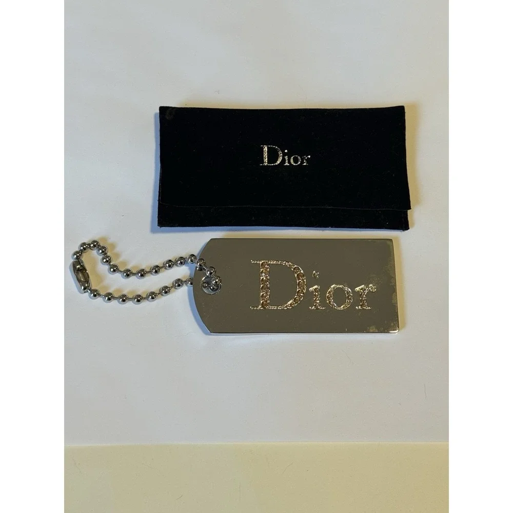 Dior Silver Compact Mirror with Crystals